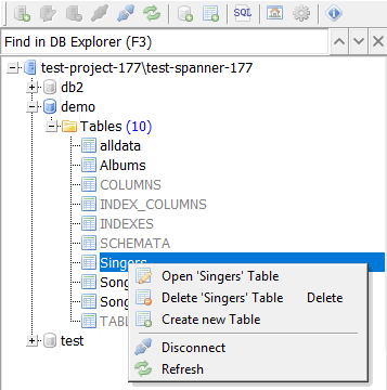 Spanner Database Explorer